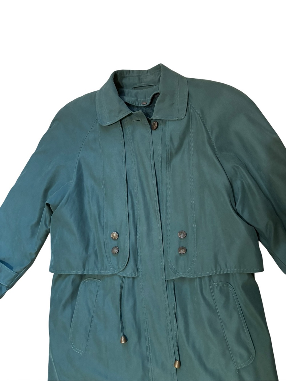 Amazing vintage American Bazaar Green lined long trenchcoat size 8 - Picture 3 of 14